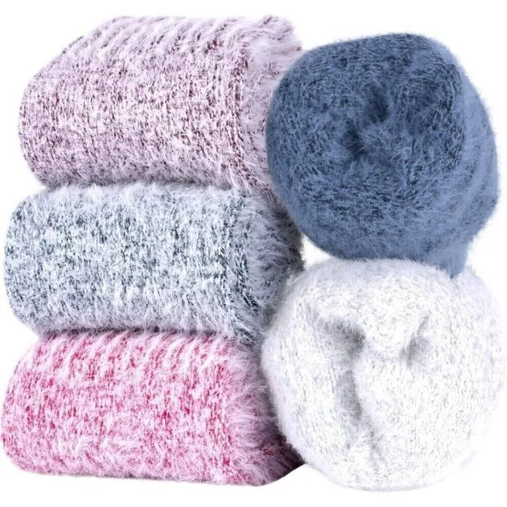 SISOSOCK Women’s Fuzzy Socks 5-Pack Soft Warm Cozy Winter Sleep Size 5-10